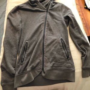 Rei brown off set zipper sweater